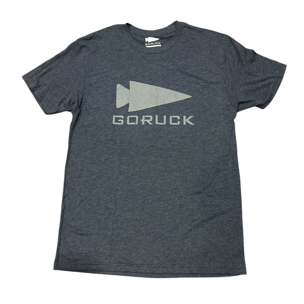 GORUCK Mens Shirt Medium Charcoal Grey Spearhead Logo The Three Rules Tri-Blend